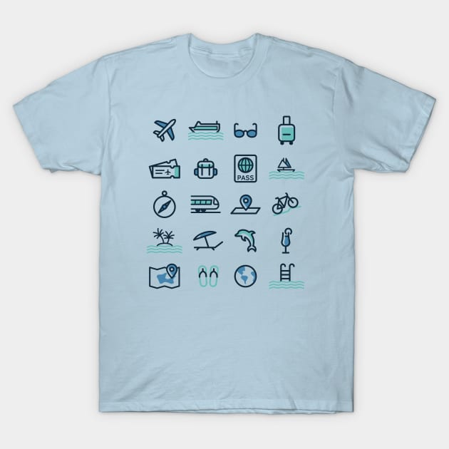 Travel Icons T-Shirt by JoeColors